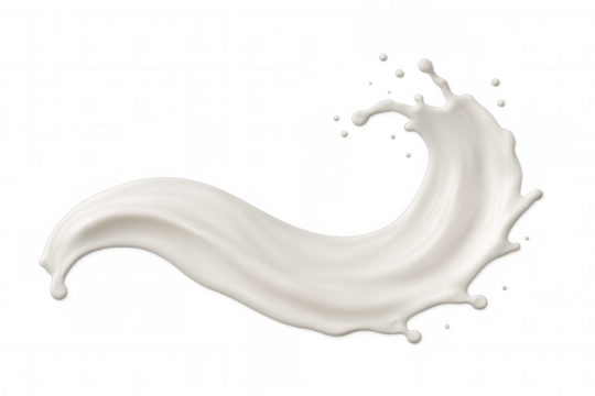 Creamy milk cascading, forming dynamic wave against transparent backdrop, ideal for packaging and branding visual concepts