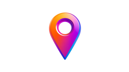 Vibrant gradient location pin icon with subtle shadow on a clean white background