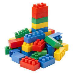 wooden toy building isolated in white background ,PNG