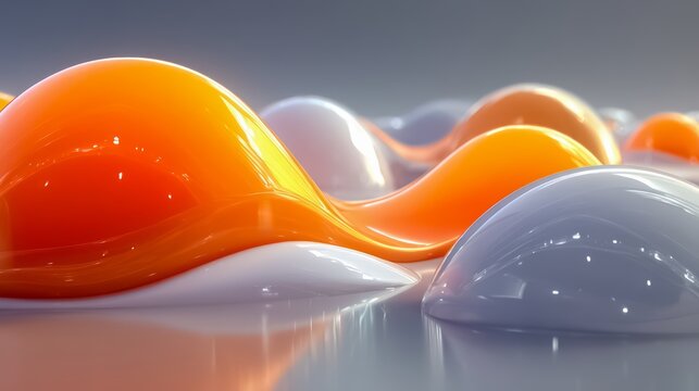 The image showcases a collection of vibrant, spherical objects, with some of them being orange and others white