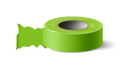A torn green ribbon or strip of paper with a textured surface, set against a white background