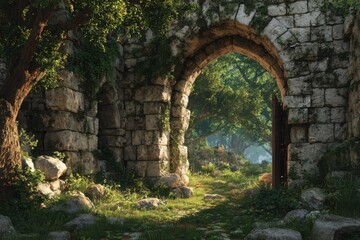 Historic Stone Arch Remains in Old Ruins Site