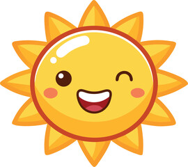 Vector art of cute cartoon sun character winking and smiling