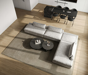 A Modern Minimalist Living Room Featuring Elegant and Stylish Furniture Arrangements