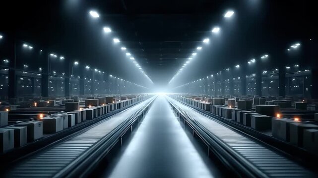 Automated Warehouse Conveyor Belt Efficient Operation