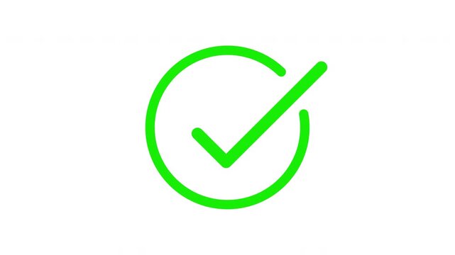 Smooth green check mark animation for approval, task completion, or success. Ideal for mobile apps, websites, UI design, infographics, tutorials, and business presentations
