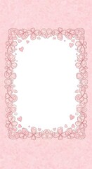 Romantic pink background with a decorative border of intertwined hearts and swirling patterns, creating a beautiful empty space for text or images