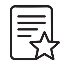 Obraz premium Simple outline icon of a document with a star symbol representing a favorite or important item
