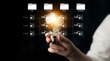 Task workflow system showing document progress through stages. Task tracking improves productivity, ensures visibility, task tracking supports planning, and task tracking manages status. Latch