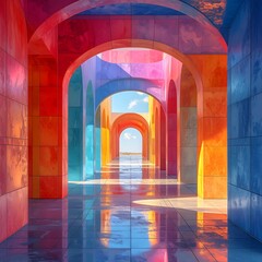 Colorful arched hallway