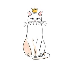 Obraz premium Cat sitting proudly with a crown on its head 