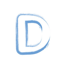 Letter d painted with a brush isolated on white background, creating a unique and artistic design, perfect for educational or creative projects