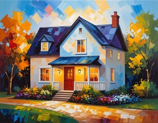 Colorful autumn home