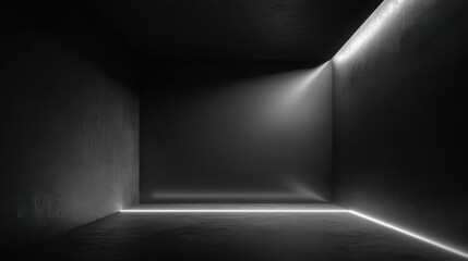 a black gradient texture provides a sleek and minimalist backdrop for showcasing products in an empty dark room