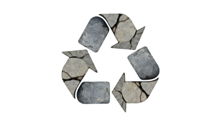 Stone Recycling Symbol on Black Background