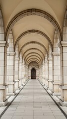 Obraz premium Historic Stone Archway Corridor with Symmetry 