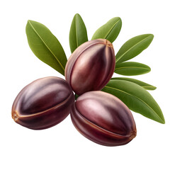 Jojoba Fruit Isolated on Transparent Background, Fresh Jojoba Fruit Clipart, Botanical Jojoba Fruit Isolated