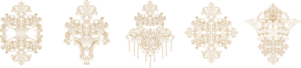 Vintage set of patterns. For wedding invitations, wallpapers, stained glass windows and cards.