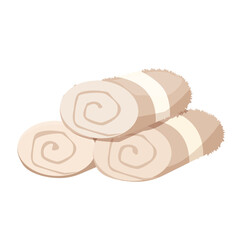A stack of fluffy bath towels perfect for the bathroom spa or hotel isolated on white background.	
