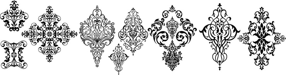 Vintage set of patterns. For wedding invitations, wallpapers, stained glass windows and cards.
