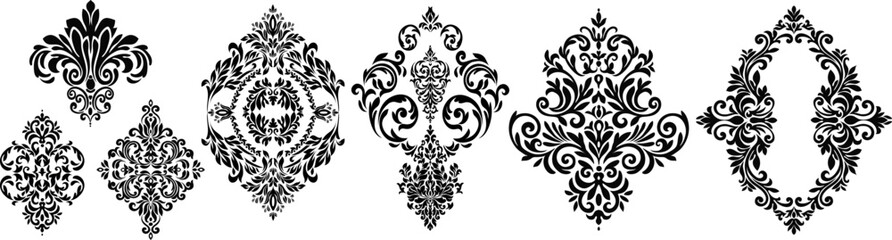 Vintage set of patterns. For wedding invitations, wallpapers, stained glass windows and cards.