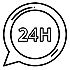 24-Hour Service Icon in Speech Bubble Design