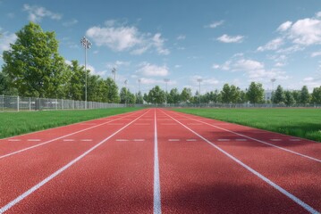 Fototapeta premium Outdoor Red Running Track for Sports and Fitness