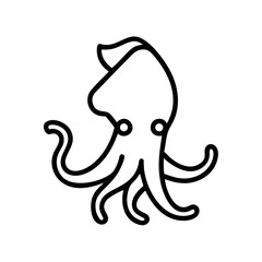 Elegant line art of a cute squid perfect for logo design or marine themed graphic elements