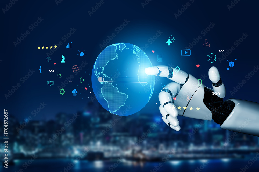 Poster an ai powered global search engine for finding worldwide information and online services. an ai conc