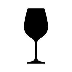 Simple silhouette of a wine glass icon on a white square over black silhouette