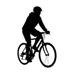 Fototapeta premium Silhouette of cyclist riding bicycle in motion dynamic sport graphic silhouette