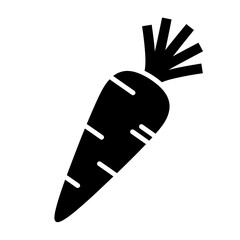 Simple black and white carrot icon for healthy food and gardening projects silhouette