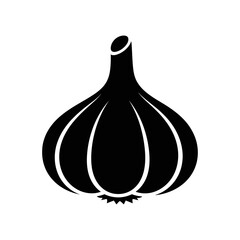 Simple black and white garlic bulb icon for food and cooking content silhouette