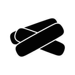 Simple black and white graphic representation of cinnamon sticks bundled together isolated silhouette