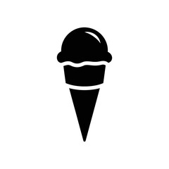 Simple ice cream cone icon isolated minimalist design for food branding and summer themes silhouette