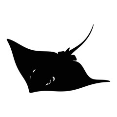 Silhouette of a majestic manta ray swimming gracefully in the deep ocean silhouette