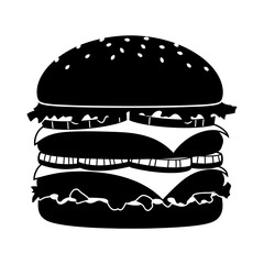 Iconic silhouette of a delicious double cheeseburger ready to be enjoyed silhouette