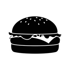 Classic hamburger icon silhouette for fast food and restaurant branding silhouette