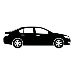 Modern sedan car silhouette black outline automotive design icon silhouette