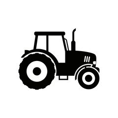 Classic agricultural tractor silhouette icon symbol for farming and rural industry transportation silhouette