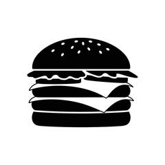 Classic burger icon silhouette for food branding and restaurant menus silhouette