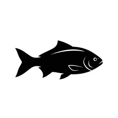 Simple silhouette of a fish in a square frame ideal for various design applications silhouette
