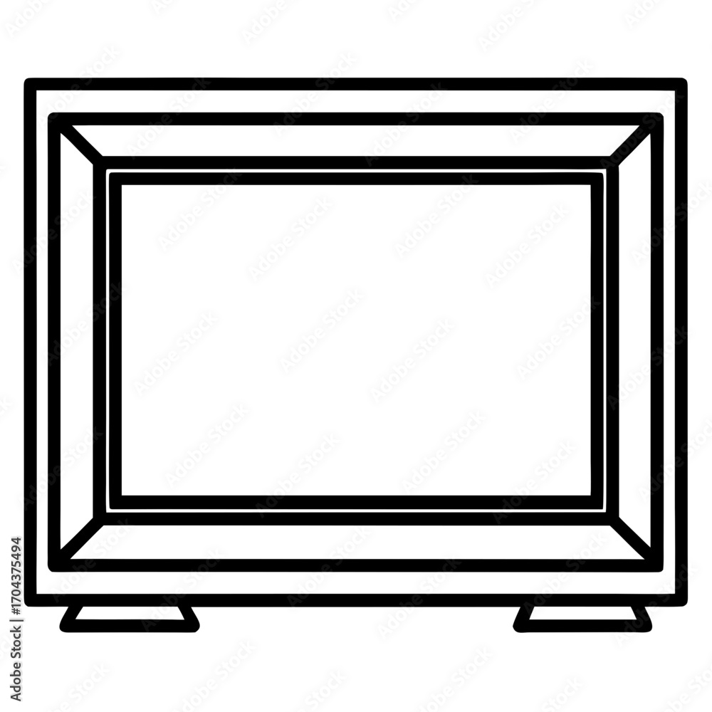 Aufkleber a simple black outline of a rectangular picture frame with a stand isolated on white background silh