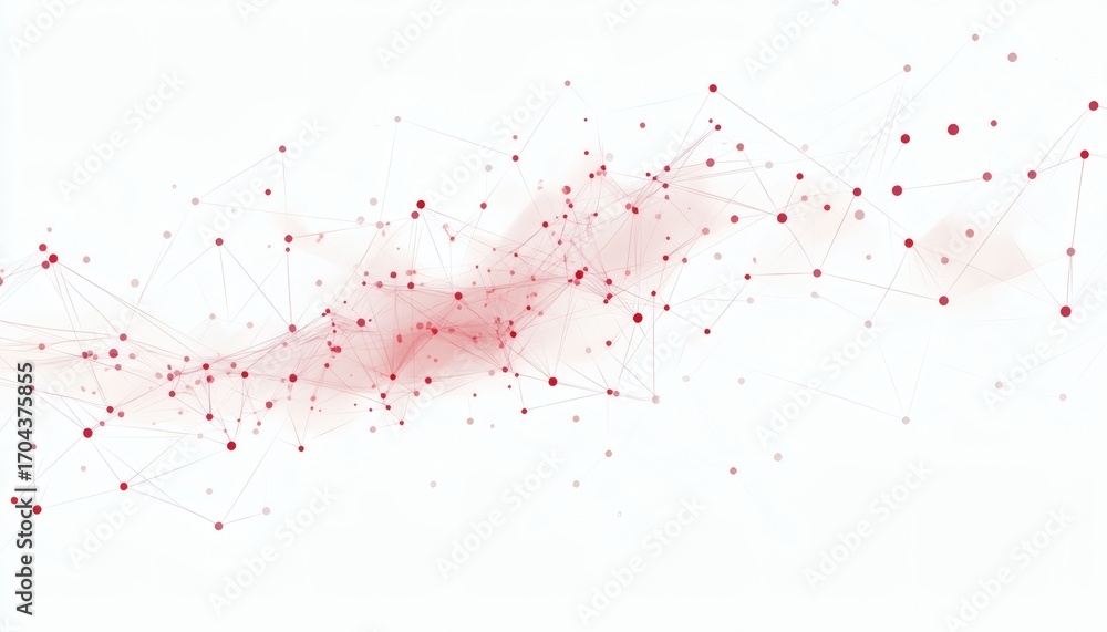 Aufkleber the illustration shows a network of interconnected red nodes and thin lines against a bright white b