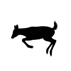 Silhouette of a jumping dog or puppy in motion captured in a square frame silhouette