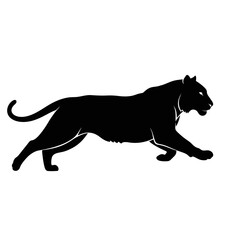 Silhouette of a running panther inside a white square emblem symbol silhouette