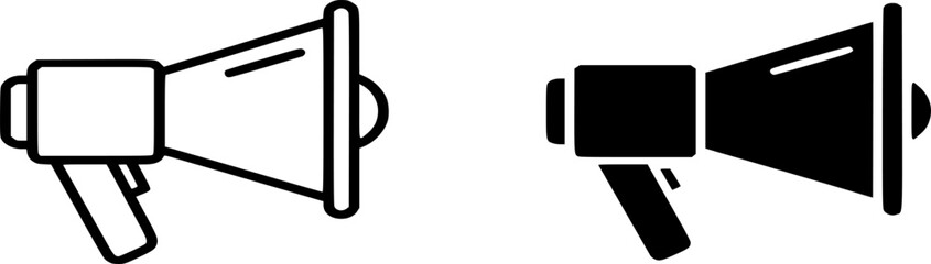 Megaphone Icon Vector. Public Announcement, Marketing Symbol. Advertising, promotion, loud, speaker, communication, outline and glyph vector illustration