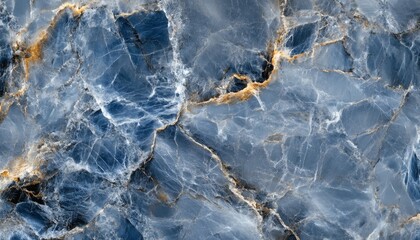 The image shows a detailed close-up of blue onyx marble featuring a complex pattern of blue, white, and gold veins.