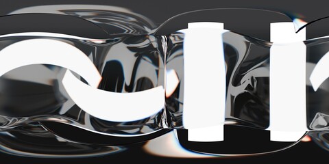 360-degree HDRI of a dark render studio with dynamic light bars and fluid chrome reflections. Ideal for CGI lighting, automotive rendering and visual effects. © barbarazm