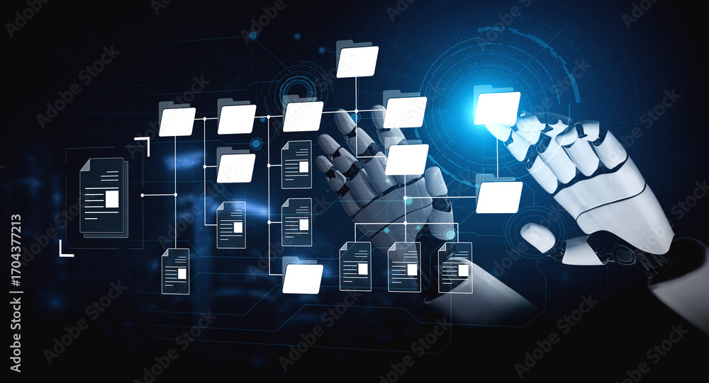 Poster ai organizing file directory structure, streamlining folder management, arranging document paths, an